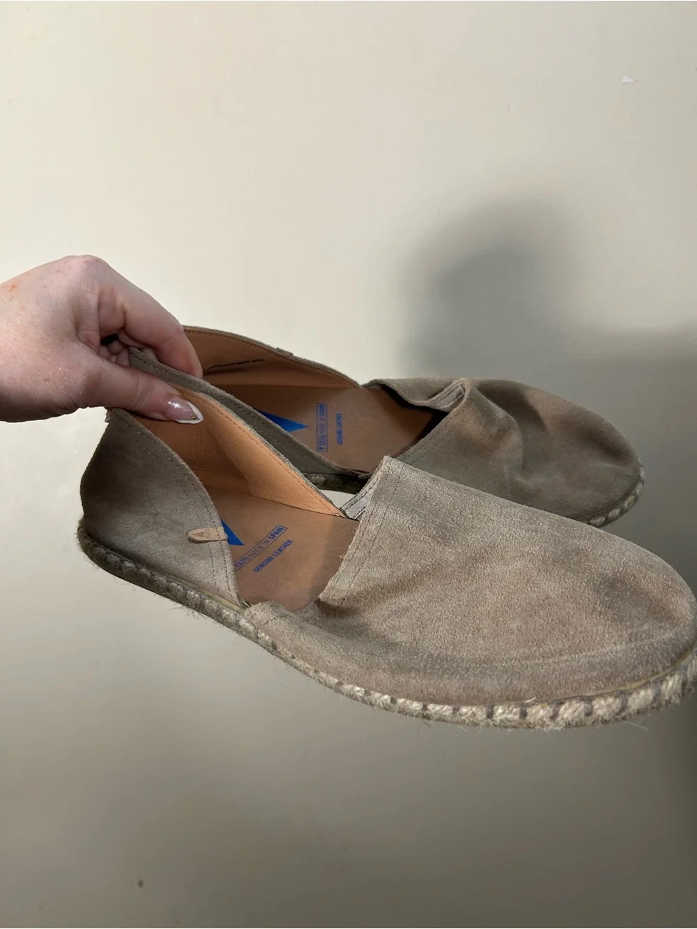 Verbenas Carmen Sand Suede Slip On Espadrille Flats Size 40 US 9
